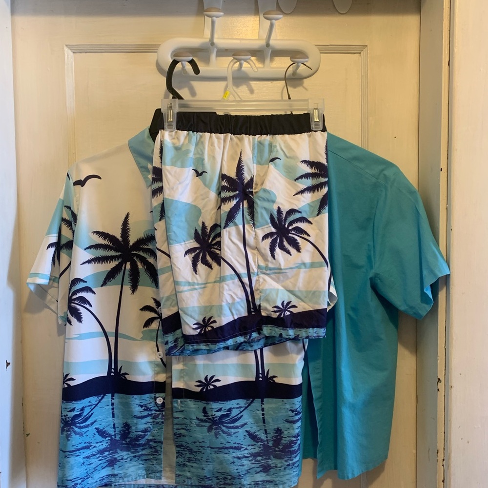 Tropical Palm Tree Shirt and Shorts Set